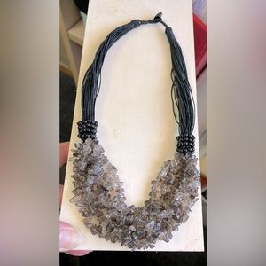 Studio Barse Smoky Quartz Multi-Strand Statement Necklace with Black Cord